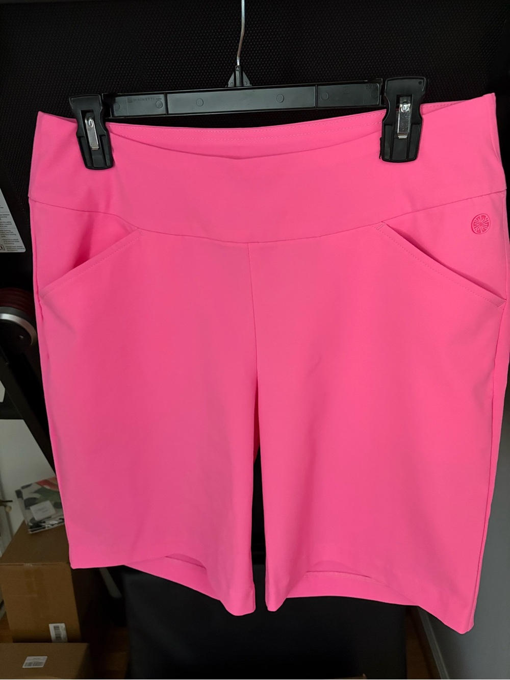 Lilly Pulitzer Bright Pink Mid-Rise Bike Shorts with Pockets